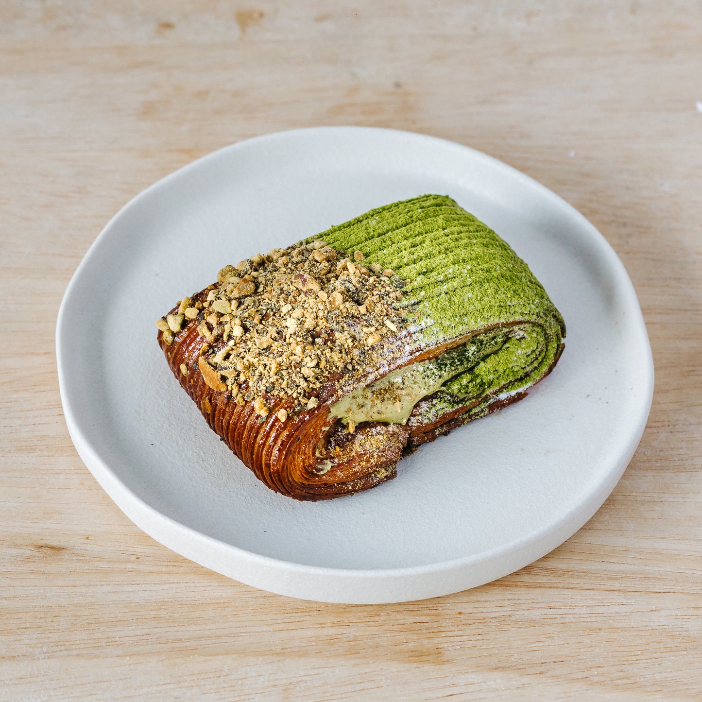 Salted Kaya Matcha & Pistachio Suisse